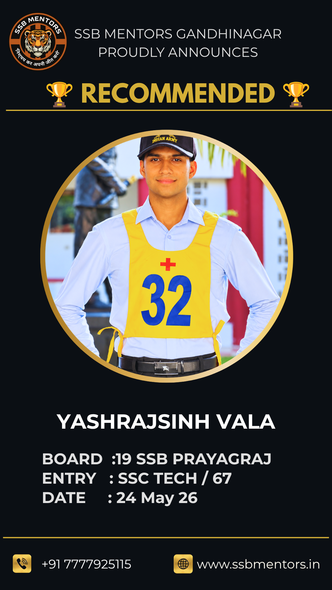 SSB Mentors recommended candidate success story